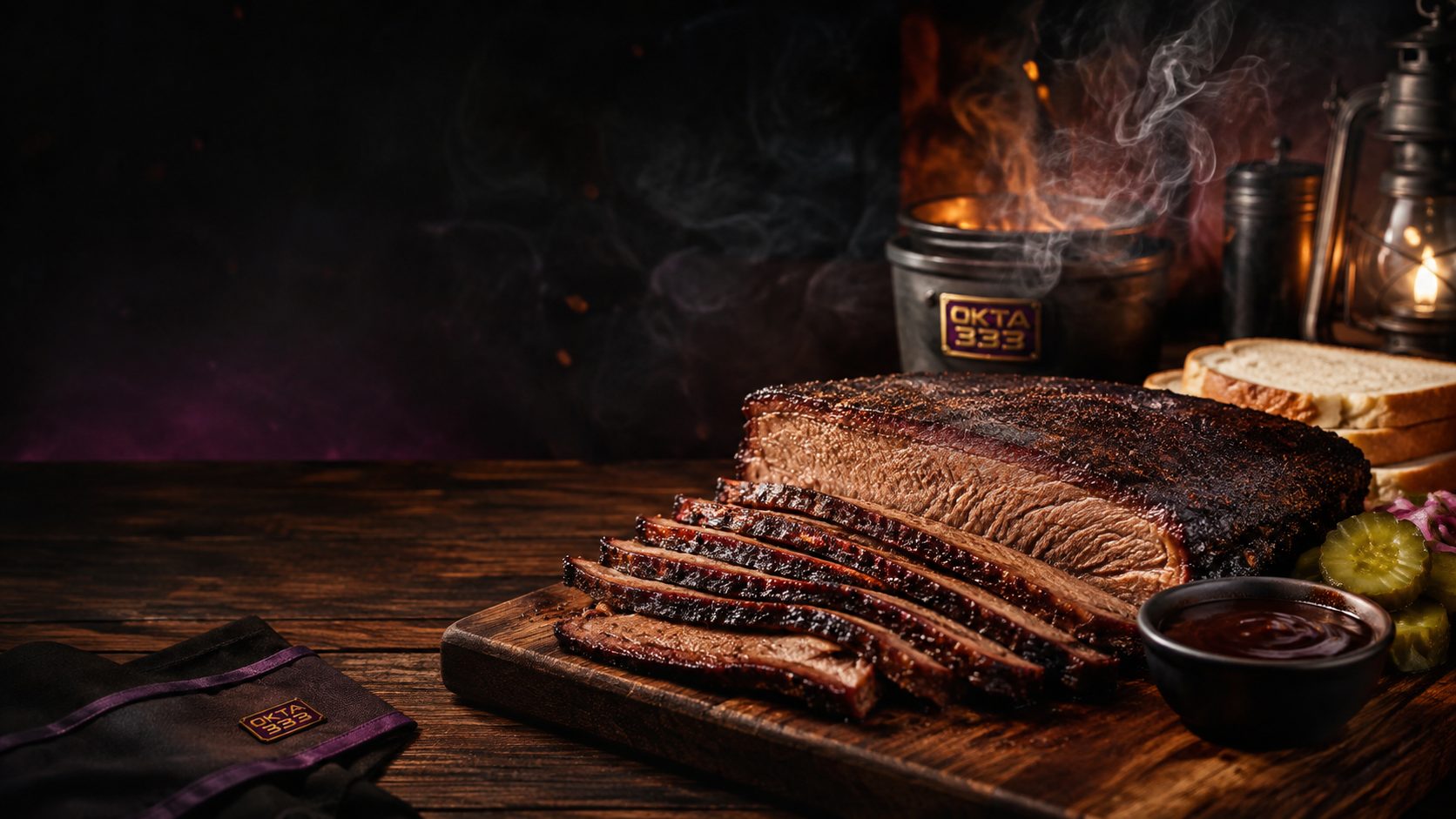 Hero brisket barbeque premium dengan saus dan acar